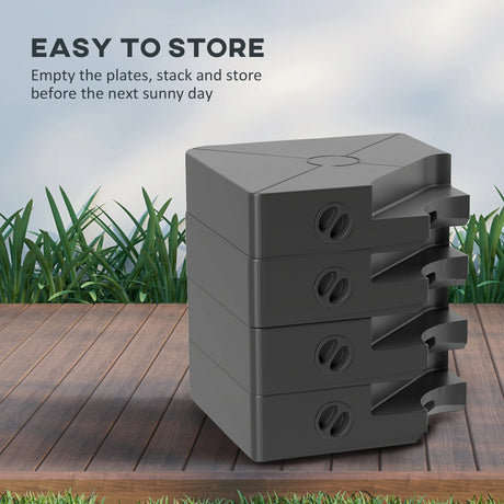 Outsunny Umbrella Weights for Cantilever Parasols, Set of 4 Heavy Duty Parasol Base Weights, 64kg Sand or 55kg Water Filled, Black