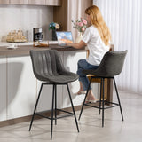 HOMCOM Set of 2 PU Leather Swivel Bar Stools - Grey