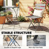 Outsunny Folding Garden Bistro Set, Outdoor Round Bistro Table and Chairs Set 2 with Electrophoresis Metal Frame, Grey