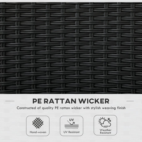 Outsunny Set of Four Armless Rattan Garden Chairs - Black