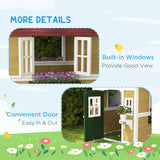 Outsunny Wooden Playhouse with Doors, Windows, Plant Pots, Boxes, for 3-8 Years - Beige