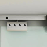 HOMCOM 90cm Sliding Glass Door with Hardware Track Kit, Frosted Tempered Glass with Stripe Pattern, Round Handle