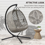 Outsunny Outdoor Double Hanging Chair with Cushion and Cup Holders, Sand Brown
