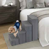 4-Step Non-slip Foldable Dog Ramp with Adjustable Steps-Grey