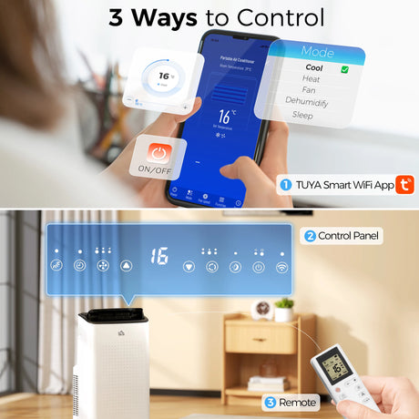 HOMCOM 12000 BTU App-Controlled Mobile Air Conditioner - White