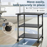 HOMCOM Three-Tier Steel Printer Stand, with Wheels - Black