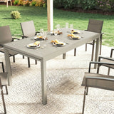 Outsunny Extending Garden Table, Aluminium Outdoor Dining Table for 8-10 with Wood-Like Grained Surface, Light Grey Wood Effect