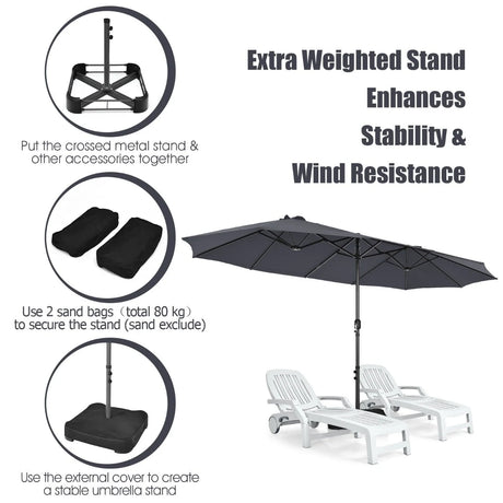 450CM Double Sided Outdoor Umbrella Twin Size with Crank Handle-Dark Grey