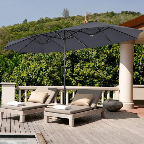 450CM Double Sided Outdoor Umbrella Twin Size with Crank Handle-Dark Grey
