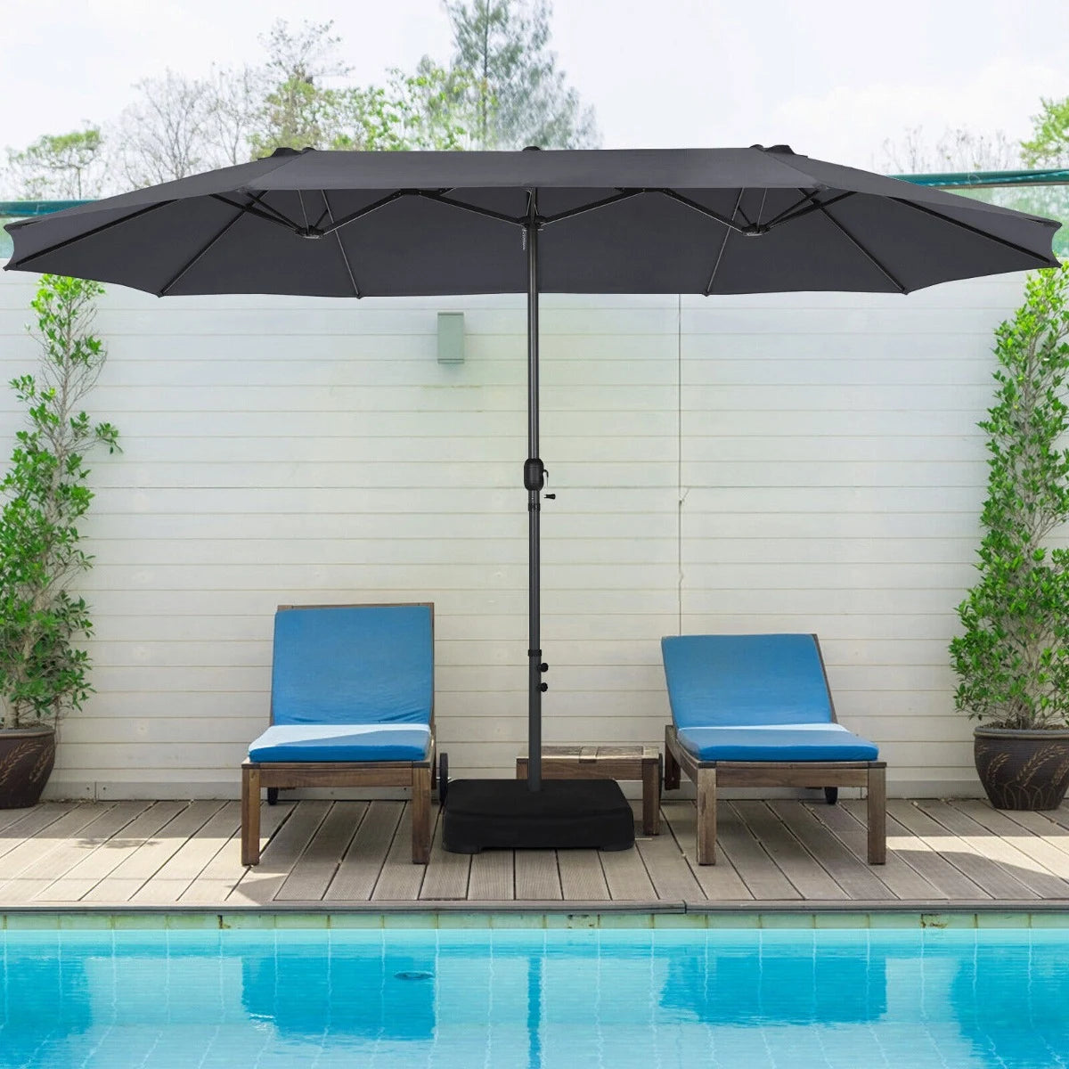 450CM Double Sided Outdoor Umbrella Twin Size with Crank Handle-Dark Grey