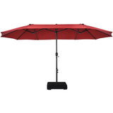 Double-Sided Patio Umbrella with Hand-Crank System and Enhanced Base for Residential and Commercial Use -Wine