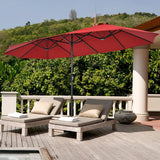 Double-Sided Patio Umbrella with Hand-Crank System and Enhanced Base for Residential and Commercial Use -Wine