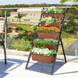 5-tier Vertical Raised Garden Bed with 5 Container Boxes-Brown
