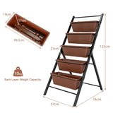5-tier Vertical Raised Garden Bed with 5 Container Boxes-Brown
