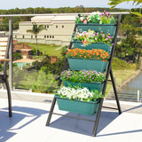 5-tier Vertical Raised Garden Bed with 5 Container Boxes-Green