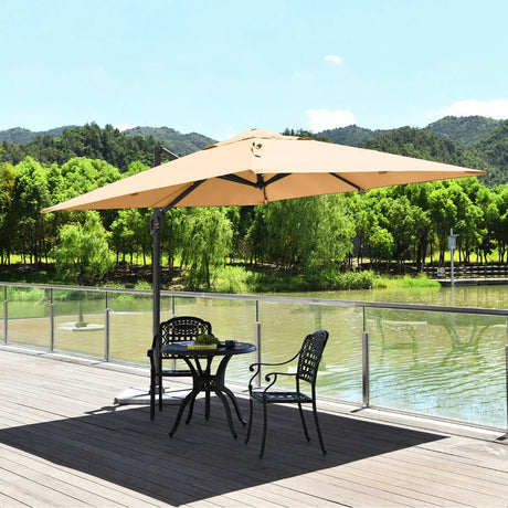 10 x 10 Feet Patio Offset Cantilever Umbrella with Aluminum 360-degree Rotation Tilt-Beige