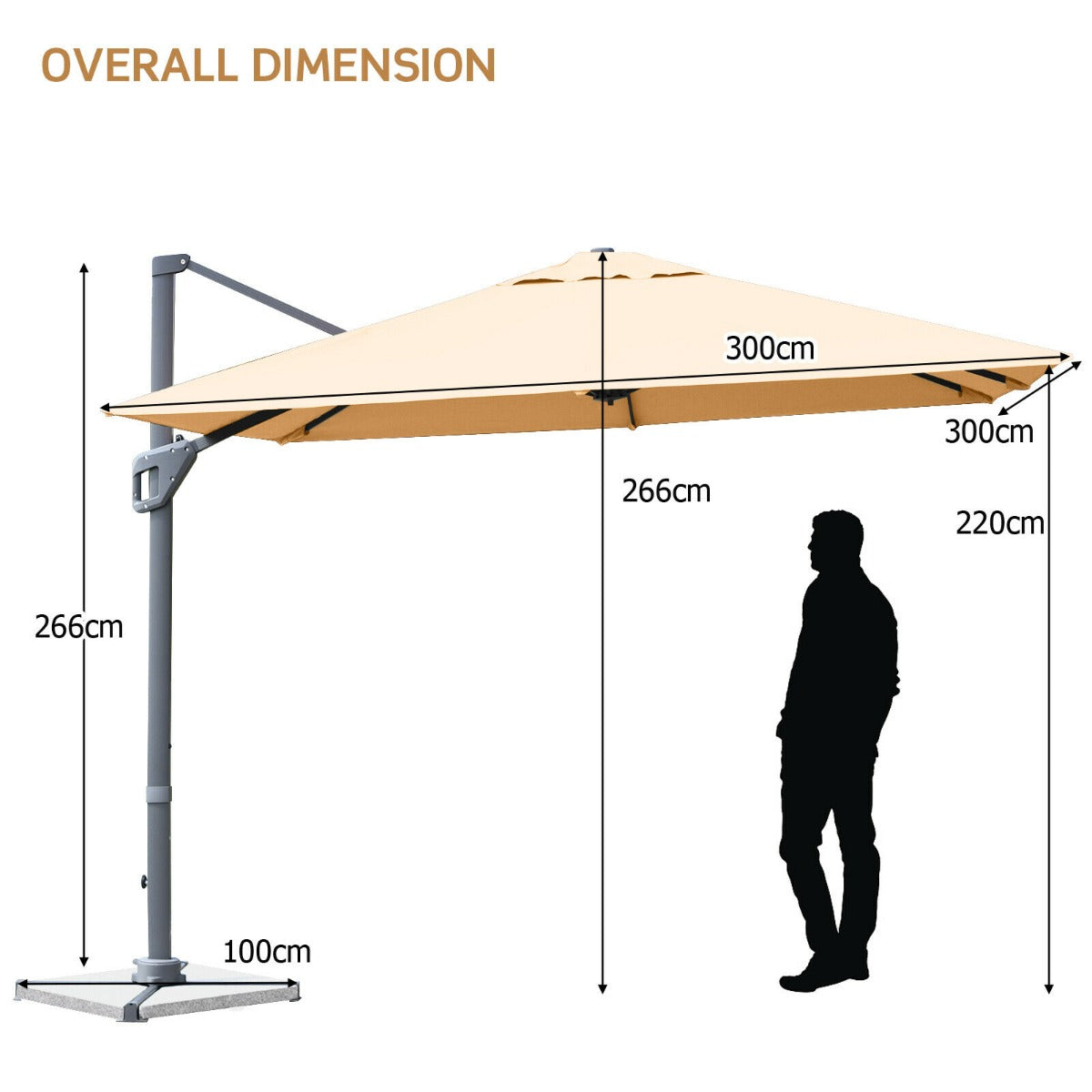 10 x 10 Feet Patio Offset Cantilever Umbrella with Aluminum 360-degree Rotation Tilt-Beige
