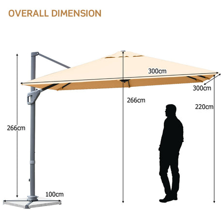 10 x 10 Feet Patio Offset Cantilever Umbrella with Aluminum 360-degree Rotation Tilt-Beige