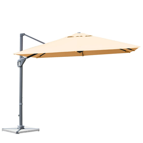 10 x 10 Feet Patio Offset Cantilever Umbrella with Aluminum 360-degree Rotation Tilt-Beige