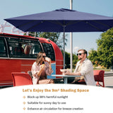 10 x 10 Feet Patio Offset Cantilever Umbrella with Aluminum 360-degree Rotation Tilt-Navy