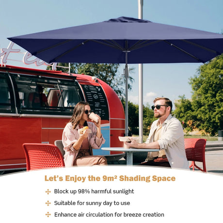 10 x 10 Feet Patio Offset Cantilever Umbrella with Aluminum 360-degree Rotation Tilt-Navy