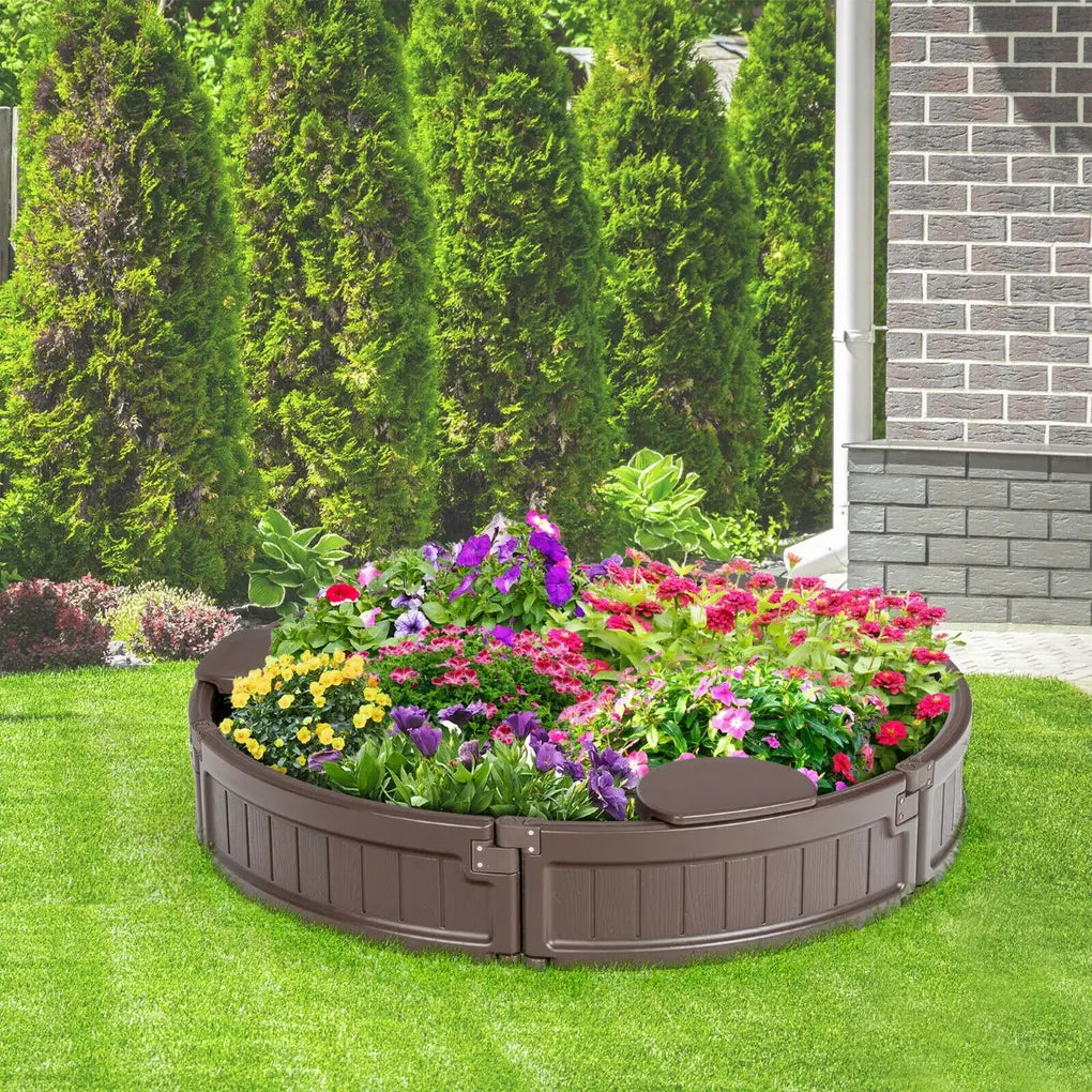 120 cm Round Sandbox with Waterproof Cover for 3 Kids
