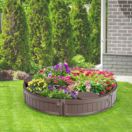 120 cm Round Sandbox with Waterproof Cover for 3 Kids