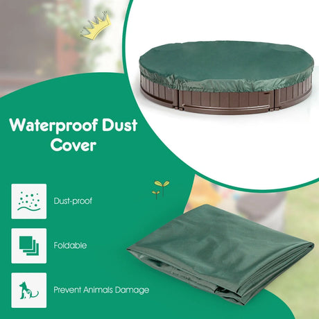 120 cm Round Sandbox with Waterproof Cover for 3 Kids