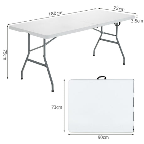 180cm Portable Folding Camping Table with 150kg Load Capacity