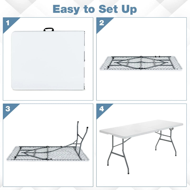 180cm Portable Folding Camping Table with 150kg Load Capacity