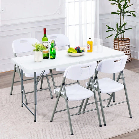 120cm Portable Bi-fold Camping Table with 3-Level Height Adjustment & 150kg Load Capacity