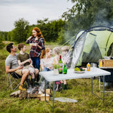 120cm Portable Bi-fold Camping Table with 3-Level Height Adjustment & 150kg Load Capacity