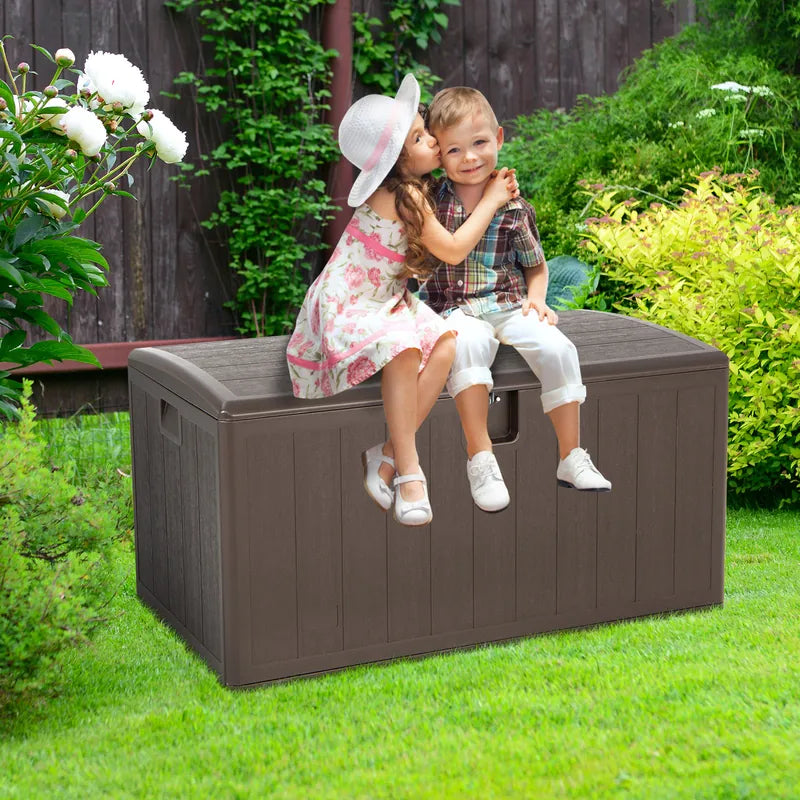 105 Gallon All Weather Large Deck Box Lockable Storage Container