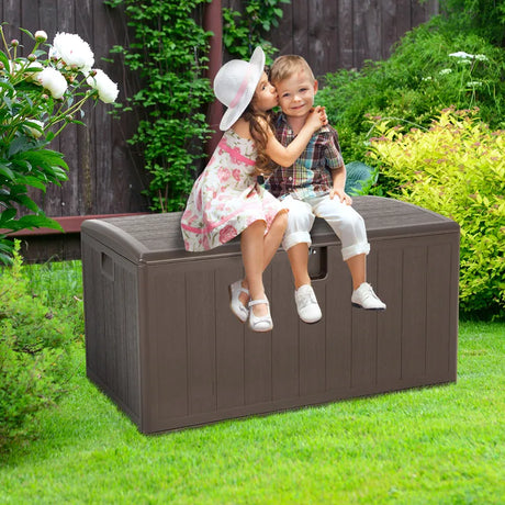 105 Gallon All Weather Large Deck Box Lockable Storage Container