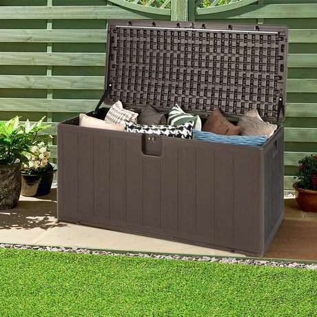 105 Gallon All Weather Large Deck Box Lockable Storage Container