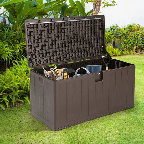 105 Gallon All Weather Large Deck Box Lockable Storage Container