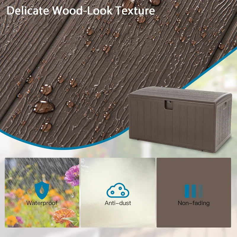 105 Gallon All Weather Large Deck Box Lockable Storage Container