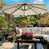 3m Patio Umbrella with 28 LED Lights for Beach and Poolside-Beige