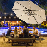 3m Patio Umbrella with 28 LED Lights for Beach and Poolside-Beige