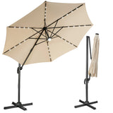 3m Patio Umbrella with 28 LED Lights for Beach and Poolside-Beige