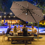 3m Patio Umbrella with 28 LED Lights for Beach and Poolside-Coffee