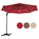 3m Patio Umbrella with 28 LED Lights for Beach and Poolside-Wine