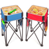 2 Pieces Folding Camping Tables with Large Capacity Storage Sink for Picnic