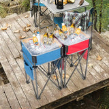 2 Pieces Folding Camping Tables with Large Capacity Storage Sink for Picnic