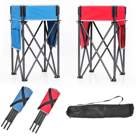 2 Pieces Folding Camping Tables with Large Capacity Storage Sink for Picnic