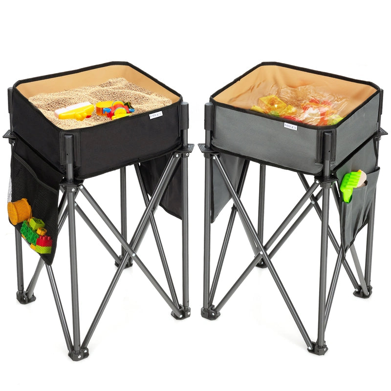 2 PCS Folding Camping Tables with Large Capacity Storage Sink for Outdoor