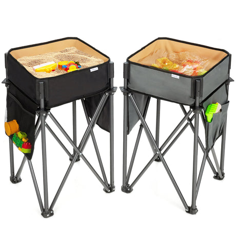 2 PCS Folding Camping Tables with Large Capacity Storage Sink for Outdoor
