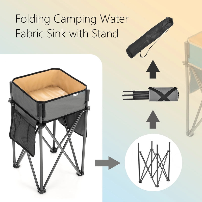 2 PCS Folding Camping Tables with Large Capacity Storage Sink for Outdoor