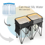 2 PCS Folding Camping Tables with Large Capacity Storage Sink for Outdoor