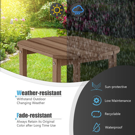 OutdoorWeather-Resistant Side Table for Garden/Poolside/Backyard-Coffee